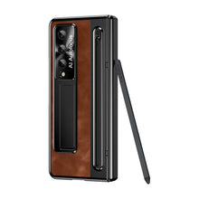 Carregar imagem no visualizador da galeria, Jazz Retro Style Anyi-fall Protective Leather Phone Case For Samsung Galaxy Fold5 Fold4 With Front Protection Film And Stylus