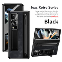 Carregar imagem no visualizador da galeria, Jazz Retro Style Anyi-fall Protective Leather Phone Case For Samsung Galaxy Fold5 Fold4 With Front Protection Film And Stylus