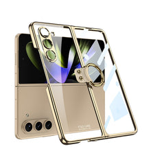 Load image into Gallery viewer, Transparent Electroplating Ring Holder Protective Phone Case With Back Screen Protector For Samsung Galaxy Z Fold 5/4/3 5G - Mycasety Mycasety