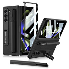 Load image into Gallery viewer, Invisible Bracket S Pen Slot Leather Protective Phone Case With Back Screen Protector For Samsung Galaxy Z Fold 5/4/3 5G - Mycasety Mycasety