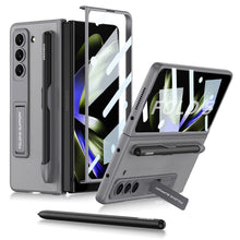 Load image into Gallery viewer, Slim Leather Samsung Galaxy Z Fold 5 Case with Front Screen Tempered Glass Protector & Pen Slot & Stylus