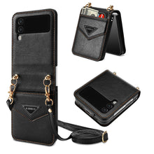 Cargar imagen en el visor de la galería, Samsung Z FLIP 4 Crossbody Phone Case Lychee Flip Leather Slip Card Case