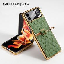 Load image into Gallery viewer, Luxury Leather Samsung Galaxy Z Flip4 5G Case Electroplating Diamond Protective Cover