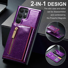 Load image into Gallery viewer, Newest Magnetic Bling Leather Detachable Wallet Samsung Case