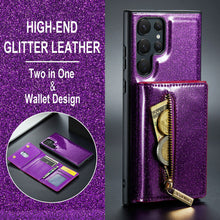 Load image into Gallery viewer, Newest Magnetic Bling Leather Detachable Wallet Samsung Case