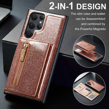 Load image into Gallery viewer, Newest Magnetic Bling Leather Detachable Wallet Samsung Case