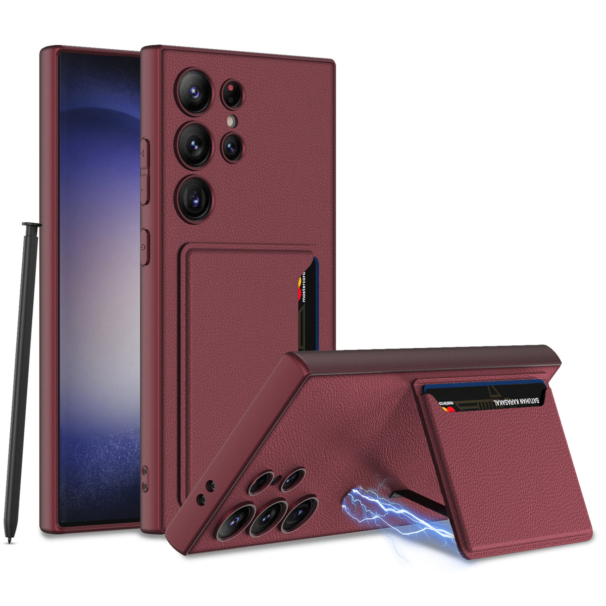 Plain Pickup Card Holder Magnetic Case For Samsung S24U S24Plus S24