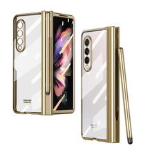 Load image into Gallery viewer, S Pen Fold Edition Case for Samsung Galaxy Z Fold 2 Z Fold 3 Pencil Slot Electroplating Clear Back Cover with Tempered Glass