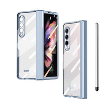 Load image into Gallery viewer, S Pen Fold Edition Case for Samsung Galaxy Z Fold 2 Z Fold 3 Pencil Slot Electroplating Clear Back Cover with Tempered Glass