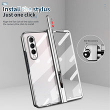 Load image into Gallery viewer, S Pen Fold Edition Case for Samsung Galaxy Z Fold 2 Z Fold 3 Pencil Slot Electroplating Clear Back Cover with Tempered Glass