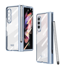 Load image into Gallery viewer, S Pen Fold Edition Case for Samsung Galaxy Z Fold 2 Z Fold 3 Pencil Slot Electroplating Clear Back Cover with Tempered Glass