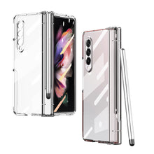 Load image into Gallery viewer, S Pen Fold Edition Case for Samsung Galaxy Z Fold 2 Z Fold 3 Pencil Slot Electroplating Clear Back Cover with Tempered Glass