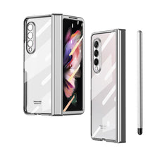 Load image into Gallery viewer, S Pen Fold Edition Case for Samsung Galaxy Z Fold 2 Z Fold 3 Pencil Slot Electroplating Clear Back Cover with Tempered Glass