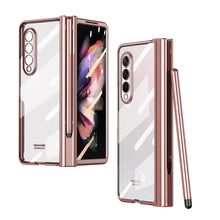 Load image into Gallery viewer, S Pen Fold Edition Case for Samsung Galaxy Z Fold 2 Z Fold 3 Pencil Slot Electroplating Clear Back Cover with Tempered Glass