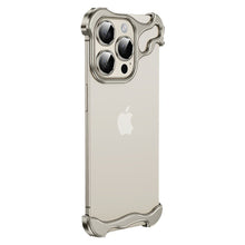 Carregar imagem no visualizador da galeria, Frameless Aluminum Alloy Metal Corner Pad Case With Lens Protective Film For iPhone