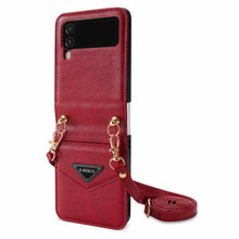 Cargar imagen en el visor de la galería, Samsung Z FLIP 4 Crossbody Phone Case Lychee Flip Leather Slip Card Case