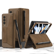 Charger l'image dans la galerie, Leather Wallet Samsung Galaxy Z Fold4 5G Case With Detachable Velcro Pen Slot