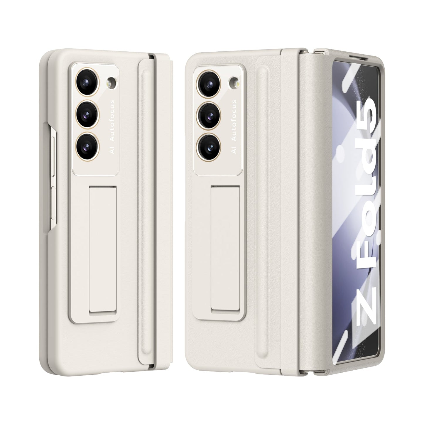 Leather Hinge Protector Samsung Galaxy Z Fold5 Case With Self-tempered Glass Film