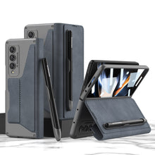 Charger l'image dans la galerie, Leather Wallet Samsung Galaxy Z Fold4 5G Case With Detachable Velcro Pen Slot