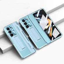 Cargar imagen en el visor de la galería, Plating Leather Galaxy Z Fold5 Case with Front Screen Protector & Flat Hinge Protection & Hidden Stand