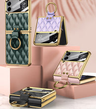 Load image into Gallery viewer, Samsung Galaxy Z Flip4 5G Case Luxury Leather Electroplating Diamond Protective Case