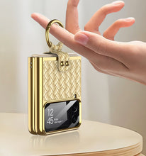 Load image into Gallery viewer, Leather Samsung Galaxy Z Flip4 5G Case With Back Screen Protector And Ring Holder
