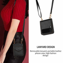 Cargar imagen en el visor de la galería, Samsung Z FLIP 4 Crossbody Phone Case Lychee Flip Leather Slip Card Case