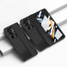 Cargar imagen en el visor de la galería, Plating Leather Galaxy Z Fold5 Case with Front Screen Protector & Flat Hinge Protection & Hidden Stand