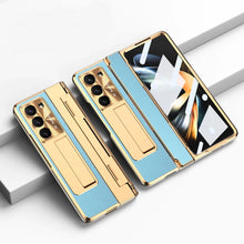 Cargar imagen en el visor de la galería, Plating Leather Galaxy Z Fold5 Case with Front Screen Protector & Flat Hinge Protection & Hidden Stand
