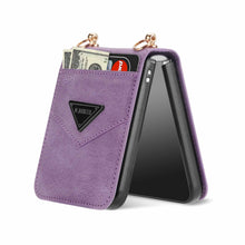 Cargar imagen en el visor de la galería, Samsung Z FLIP 4 Crossbody Phone Case Lychee Flip Leather Slip Card Case