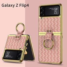 Load image into Gallery viewer, Leather Samsung Galaxy Z Flip4 5G Case With Back Screen Protector And Ring Holder