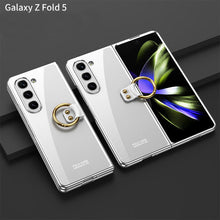 Load image into Gallery viewer, Electroplated Phantom Galaxy Z Fold 5 Case with Front Screen Tempered Glass Protector & Ring