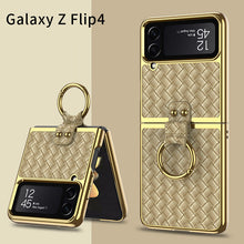 Load image into Gallery viewer, Leather Samsung Galaxy Z Flip4 5G Case With Back Screen Protector And Ring Holder
