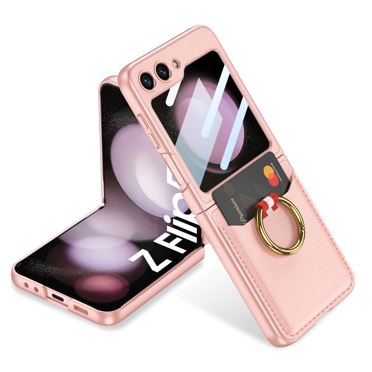 Cardholder Case For Samsung Galaxy Z Flip5 With Ring Bracket