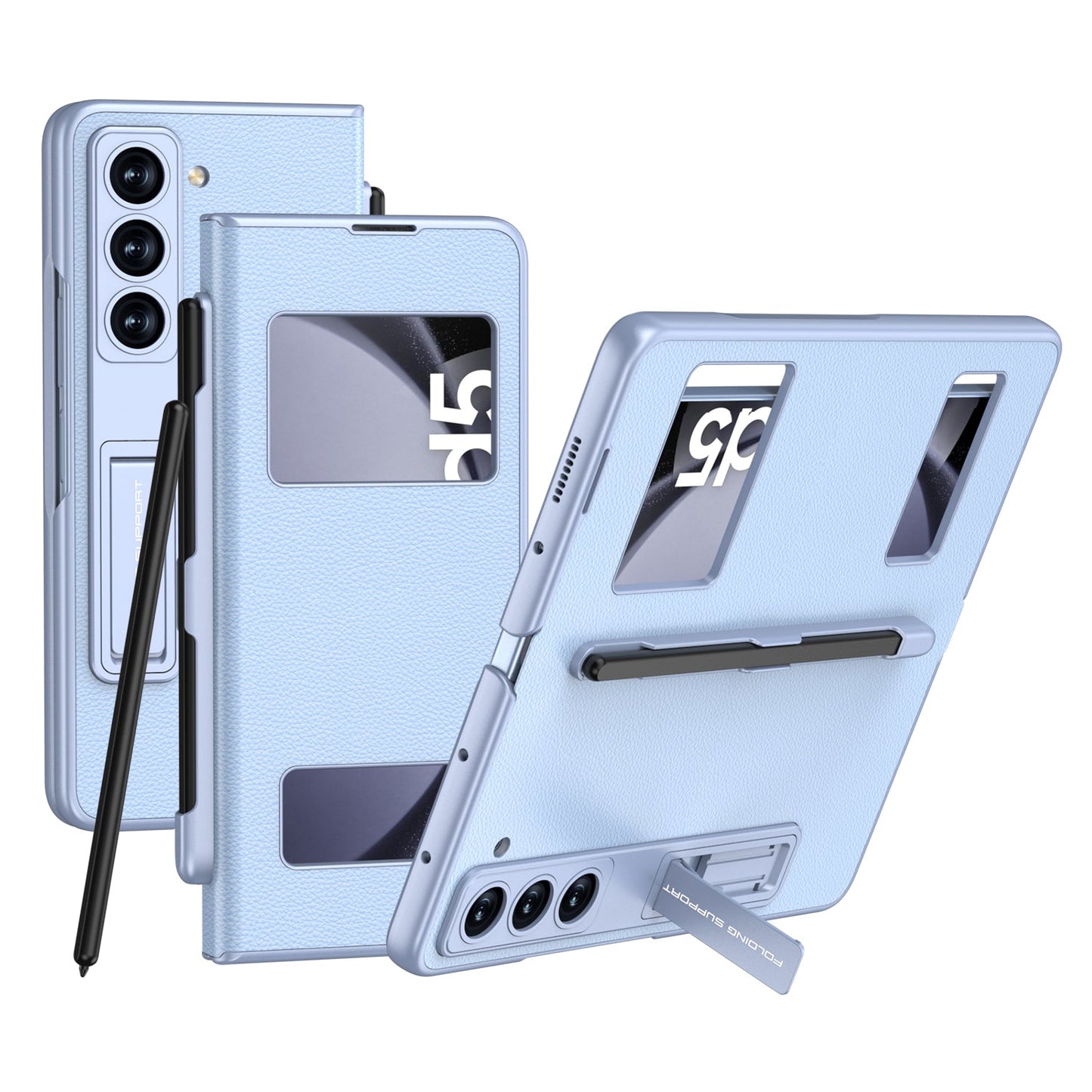 Leather Samsung Galaxy Z Fold5 Case Flap Window Holster Pen Slot