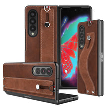 Carregar imagem no visualizador da galeria, Samsung Galaxy Z Fold 3 5G Case Slim Lightweight Genuine Leather Hand Strap Protective Shockproof Cover