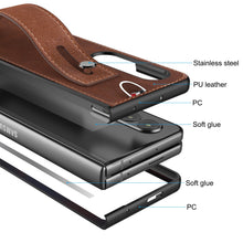 Carregar imagem no visualizador da galeria, Samsung Galaxy Z Fold 3 5G Case Slim Lightweight Genuine Leather Hand Strap Protective Shockproof Cover