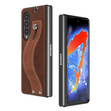 Carregar imagem no visualizador da galeria, Samsung Galaxy Z Fold 3 5G Case Slim Lightweight Genuine Leather Hand Strap Protective Shockproof Cover