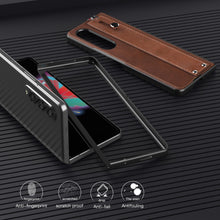 Carregar imagem no visualizador da galeria, Samsung Galaxy Z Fold 3 5G Case Slim Lightweight Genuine Leather Hand Strap Protective Shockproof Cover