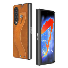 Carregar imagem no visualizador da galeria, Samsung Galaxy Z Fold 3 5G Case Slim Lightweight Genuine Leather Hand Strap Protective Shockproof Cover