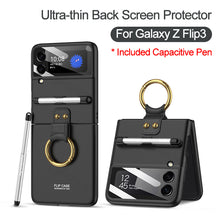Load image into Gallery viewer, Capacitance Pen Plastic Cover For Samsung Galaxy Z Flip 3 5G Case Finger-Ring Back Screen Protector Cover For Galaxy Z Flip3