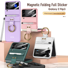 Load image into Gallery viewer, Capacitance Pen Plastic Cover For Samsung Galaxy Z Flip 3 5G Case Finger-Ring Back Screen Protector Cover For Galaxy Z Flip3