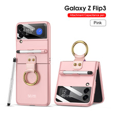 Load image into Gallery viewer, Capacitance Pen Plastic Cover For Samsung Galaxy Z Flip 3 5G Case Finger-Ring Back Screen Protector Cover For Galaxy Z Flip3
