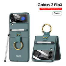 Load image into Gallery viewer, Capacitance Pen Plastic Cover For Samsung Galaxy Z Flip 3 5G Case Finger-Ring Back Screen Protector Cover For Galaxy Z Flip3