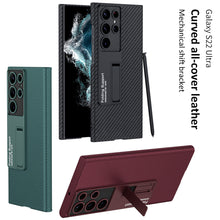 Cargar imagen en el visor de la galería, Carbon fiber Leather Stand Phone Case For Samsung Galaxy S22 Ultra All-included Protection Cover For Galaxy S22 Ultra Case