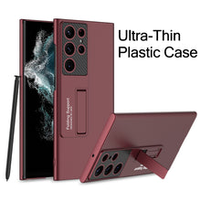 Cargar imagen en el visor de la galería, Carbon fiber Leather Stand Phone Case For Samsung Galaxy S22 Ultra All-included Protection Cover For Galaxy S22 Ultra Case