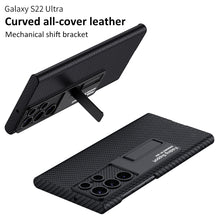 Cargar imagen en el visor de la galería, Carbon fiber Leather Stand Phone Case For Samsung Galaxy S22 Ultra All-included Protection Cover For Galaxy S22 Ultra Case