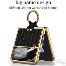 Load image into Gallery viewer, Electroplated Braided Leather Case For Samsung Galaxy Z Flip 3 5G Back Tempered Glass Phone Cover For Galaxy Z Flip3 Case