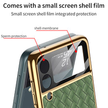 Load image into Gallery viewer, Electroplated Braided Leather Case For Samsung Galaxy Z Flip 3 5G Back Tempered Glass Phone Cover For Galaxy Z Flip3 Case