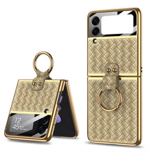 Load image into Gallery viewer, Electroplated Braided Leather Case For Samsung Galaxy Z Flip 3 5G Back Tempered Glass Phone Cover For Galaxy Z Flip3 Case